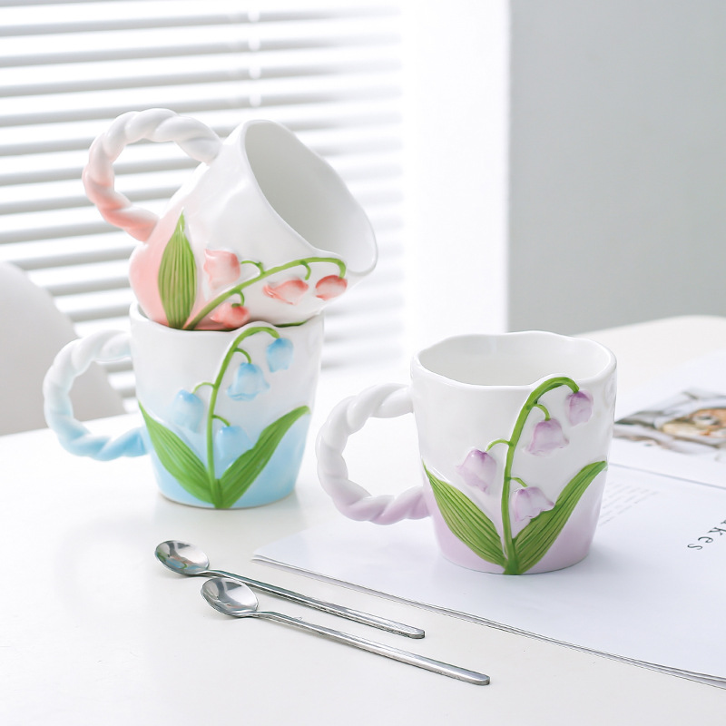 Hermosa orquídea Taza de cerámica taza de agua hogar exquisito elegante taza de café taza de té regalo