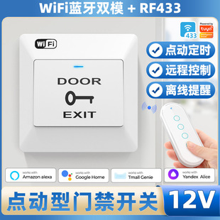 Smart Home Wifi Door Access Control Switch Tuya App Voice Remote Control Button Type Automatic Reset Switch Panel