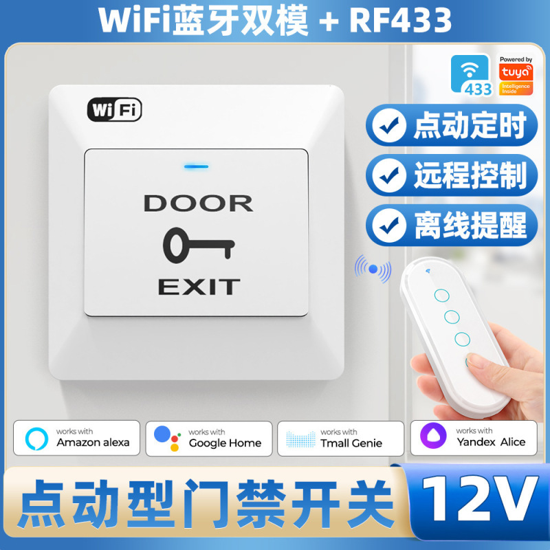 スマートホーム WiFi アクセス制御スイッチ Tuya APP 音声リモコンボタンタイプ自動リセットスイッチパネル|undefined