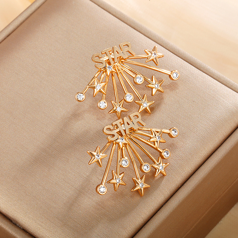 Xuping jewelry transfronterizo de Amazon aretes europeos y estadounidenses estilo coreano de diseño de la personalidad florece fuegos artificiales estrellas pernos de orejas