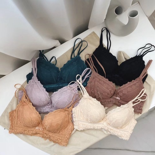 Small breasts thickened push-up women's seamless underwear sexy lace beautiful back no rims bra cassette steamed bun cup