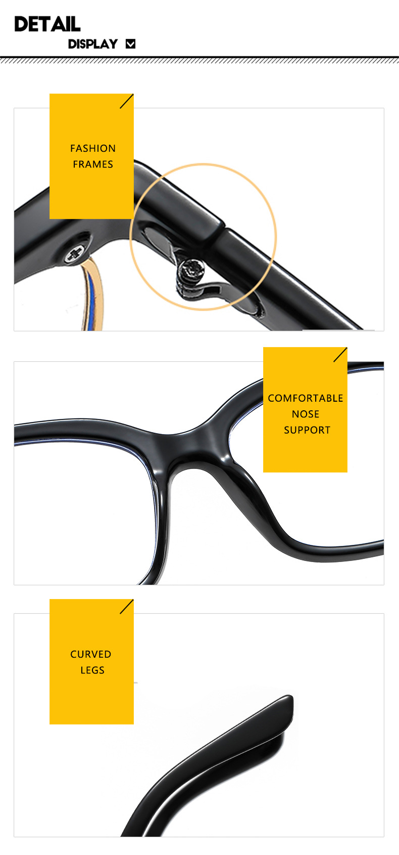 Moda Color Sólido Ordenador Personal Cuadrado Fotograma Completo Gafas Ópticas display picture 4