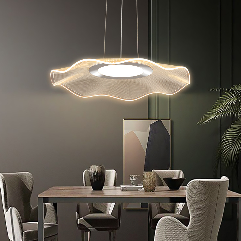 餐厅灯led吸顶灯简约现代大气家用吧台餐桌吊灯荷叶超薄创意个性
