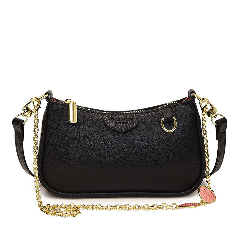 Bolso de cadena popular de este año, nuevo bolso femenino de primavera 2025, bolso de hombro con patrón de lichi fresco, bolso de mensajero de fresa lindo
