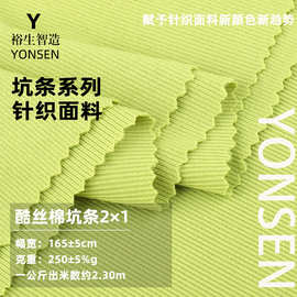 酷丝棉2*1坑条 250g垂坠感高弹涤纶打底衫连衣裙螺纹坑条针织面料