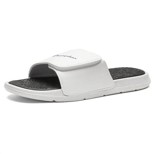 Slip-Resistant Personality Korean Version 2025 Men's Summer Suede-Feel One-Piece Sandals for Outdoor Wear with Velcro Ins Fashion Couple Beach Shoes