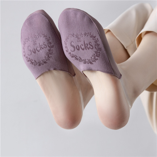 High heels socks for women summer thin ice silk cotton suspenders short non-slip non-falling heel shallow mouth invisible half-palm boat socks