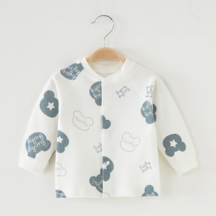 Baby's Autumn Clothes Top Cardigan Pure Cotton Autumn Newborn Clothes Baby's Line Clothes Spring and Autumn One-Piece Body-Fit Base Clothes
