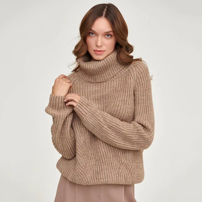 Turtleneck Women's Knitted Loose New Style Turtleneck Thickened Autumn and Winter Sweater Turtleneck Solid Color Casual Mid-length Sweater Turtleneck Women's Knitted Loose New Style Turtleneck Thickened Autumn and Winter Sweater Turtleneck Solid Color Casual Mid-length Sweater