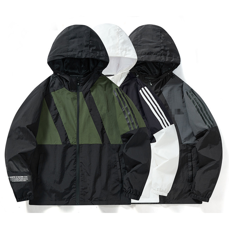 New Spring and Autumn Jacket with Three Stripes, Unisex Couple's Windproof Sports Jacket, Casual Hooded Jacket