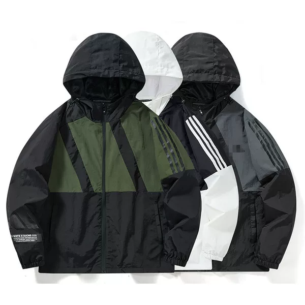 New Spring and Autumn Jacket with Three Stripes, Unisex Couple's Windproof Sports Jacket, Casual Hooded Jacket