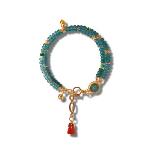 in stock Natural Guatemala Blue Water Jade Bracelet Women Double Circle S925 Silver Gold Plated Abacus Beads Bracelet Factory
