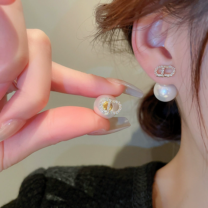 Серебряная игла, цирконы, модные универсальные серьги из жемчуга, стиль высокого качества, стиль «легкая роскошь», оптовая закупка