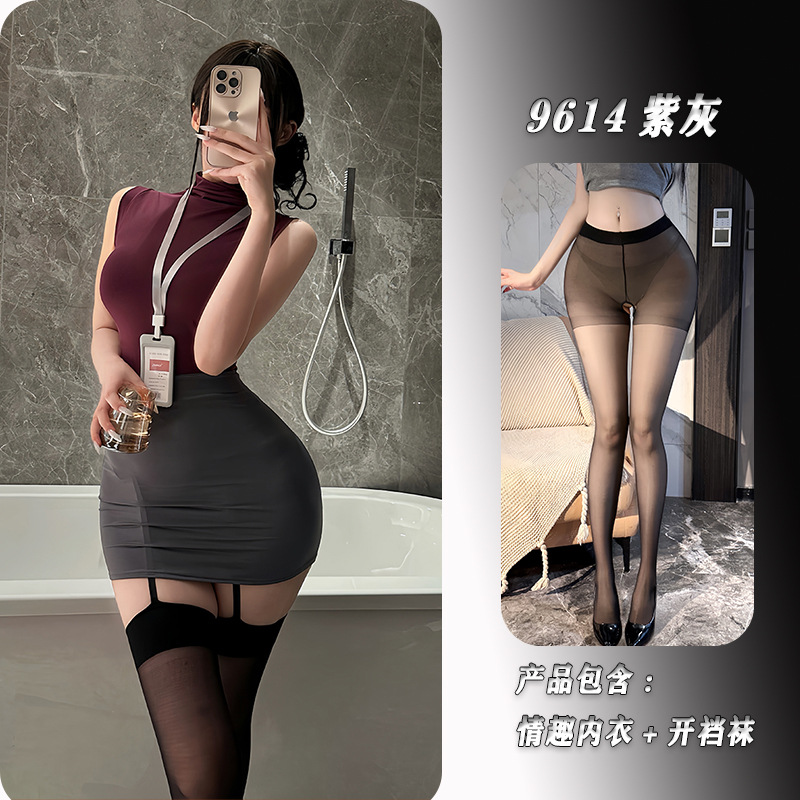 紫灰+开档袜 / M（建议80-120斤）