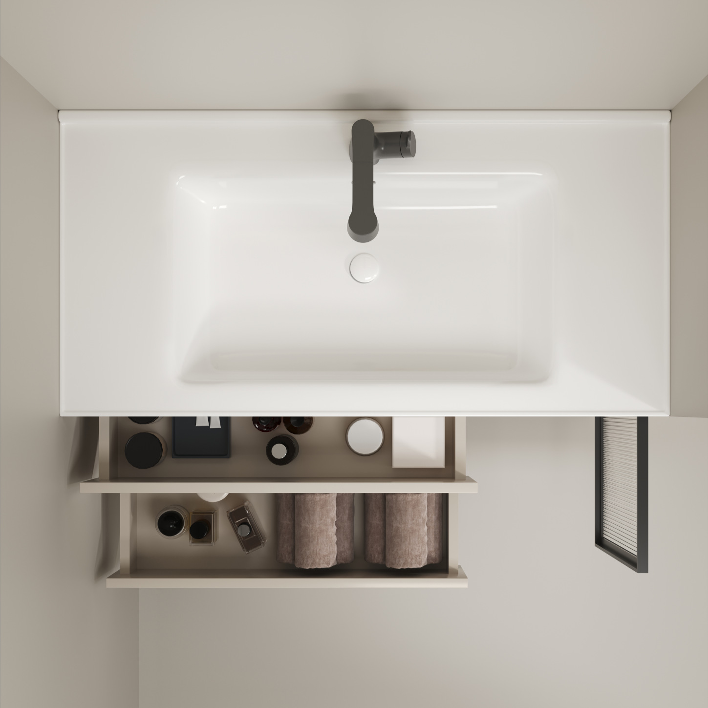 Cuenca de cerámica de madera sólida con viento de crema, gabinete de baño, gabinete de lavabo, lavabo de mano, lavabo combinado