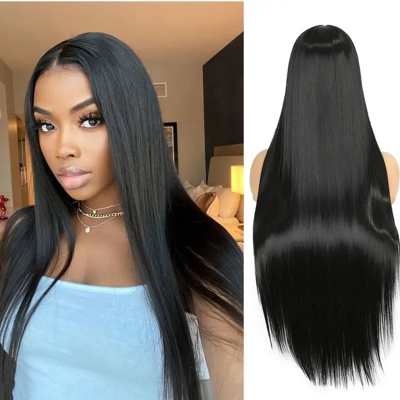 Antes de la peluca de encaje, estilo caliente de Amazon, cabello liso de longitud media para mujer, cabello esponjoso, natural y de moda completo, cabello al por mayor
