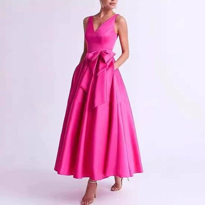 Satin Dress Aliexpress Prom Long Dress 2026 New V-Neck Sleeveless Long Dress Elegant Evening Dress
