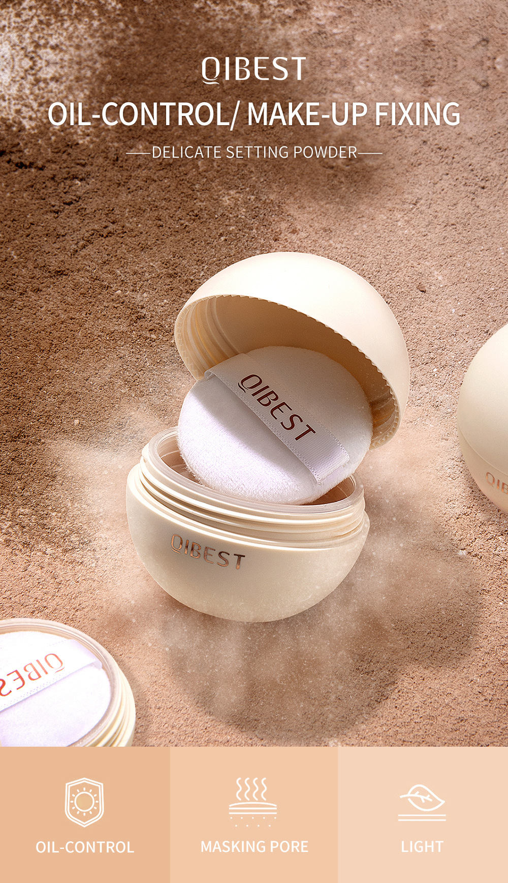 Carina QIBEST – correcteur naturel mat imperméable, poudre de réglage, toner fin léger_voghion.com