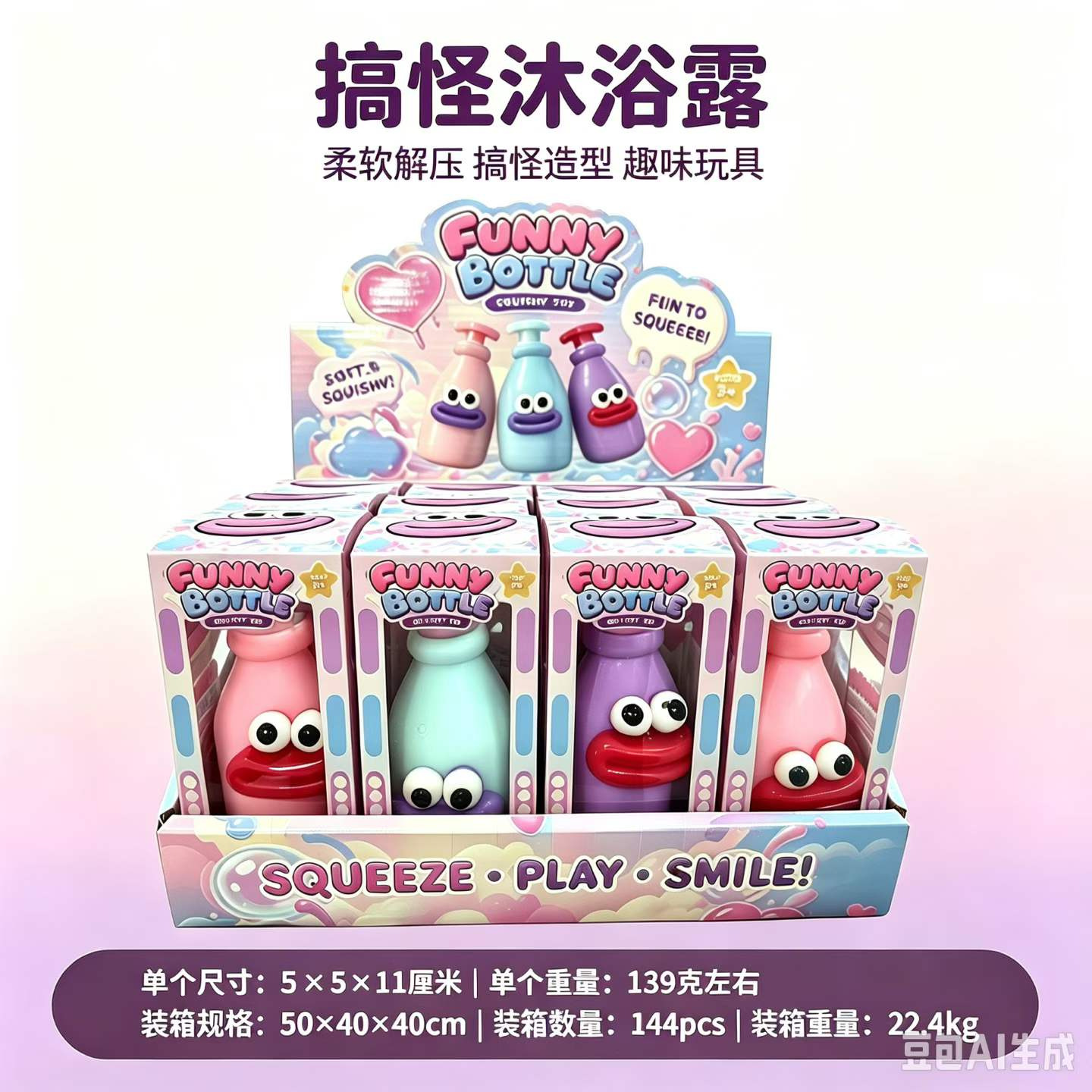 Funny expression shower gel [building block style] boxed