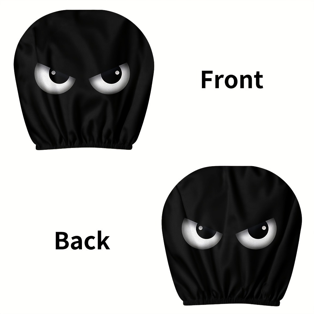 Car Headrest Cover with Black Mysterious Eye Print, Can Be Customized with Label and Image, Popular Cross-Border Product, Universal