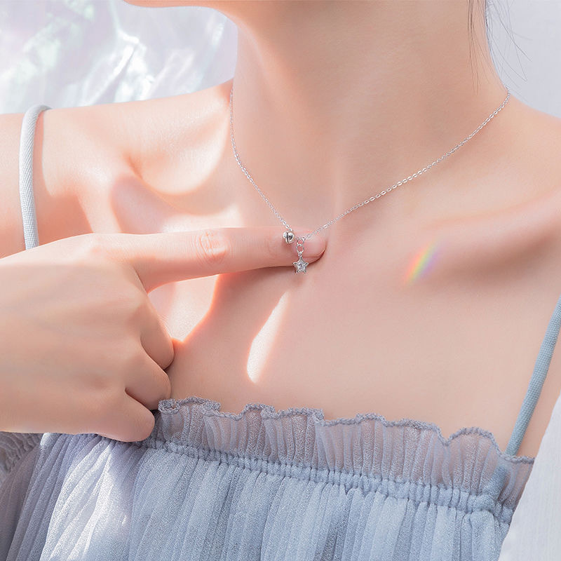 Cross-border Jewelry Korean Style Fashion Simple Five-pointed Star Bell Short Necklace Cute and Exquisite Clavicle Chain Female Student Necklace
