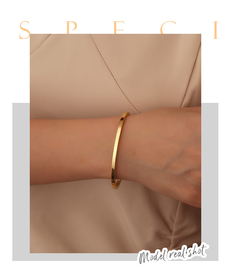 Bracelet jonc ouvert unique plaqué or 18k bijoux mode unisexe_voghion.com