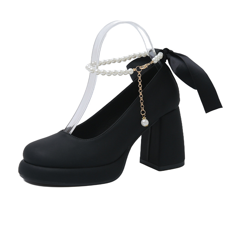Mary Jane Wedding Shoes para mujer, plataforma impermeable, pies no cansados, tacones altos, dama de honor, novia, vestido de novia, tacón grueso francés, zapatos cuadrados, primavera
