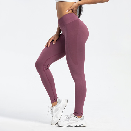 European and American new running sports fitness pants seamless hip-raising high-waisted belly-control peach pants elastic yoga pants for women
