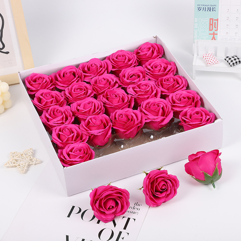 Regalo de San Valentín Caja de regalo de flor de jabón de cinco capas con base rosa ramo decorado a mano flor de jabón al por mayor