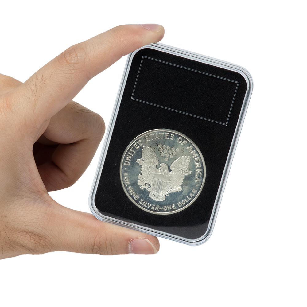 Un yuan caja de identificación de monedas caja de colección transparente caja de almacenamiento clasificación caja de monedas caja de protección de almacenamiento de monedas caja cuadrada al por mayor