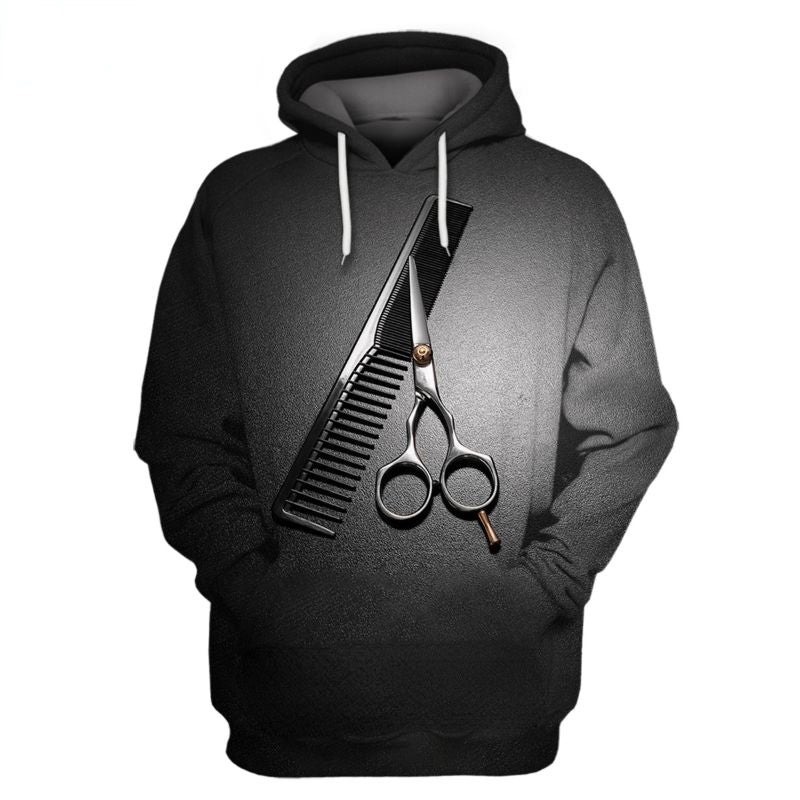 Felpa con cappuccio 3d parrucchiere uomo taglie forti maniche lunghe_voghion.com