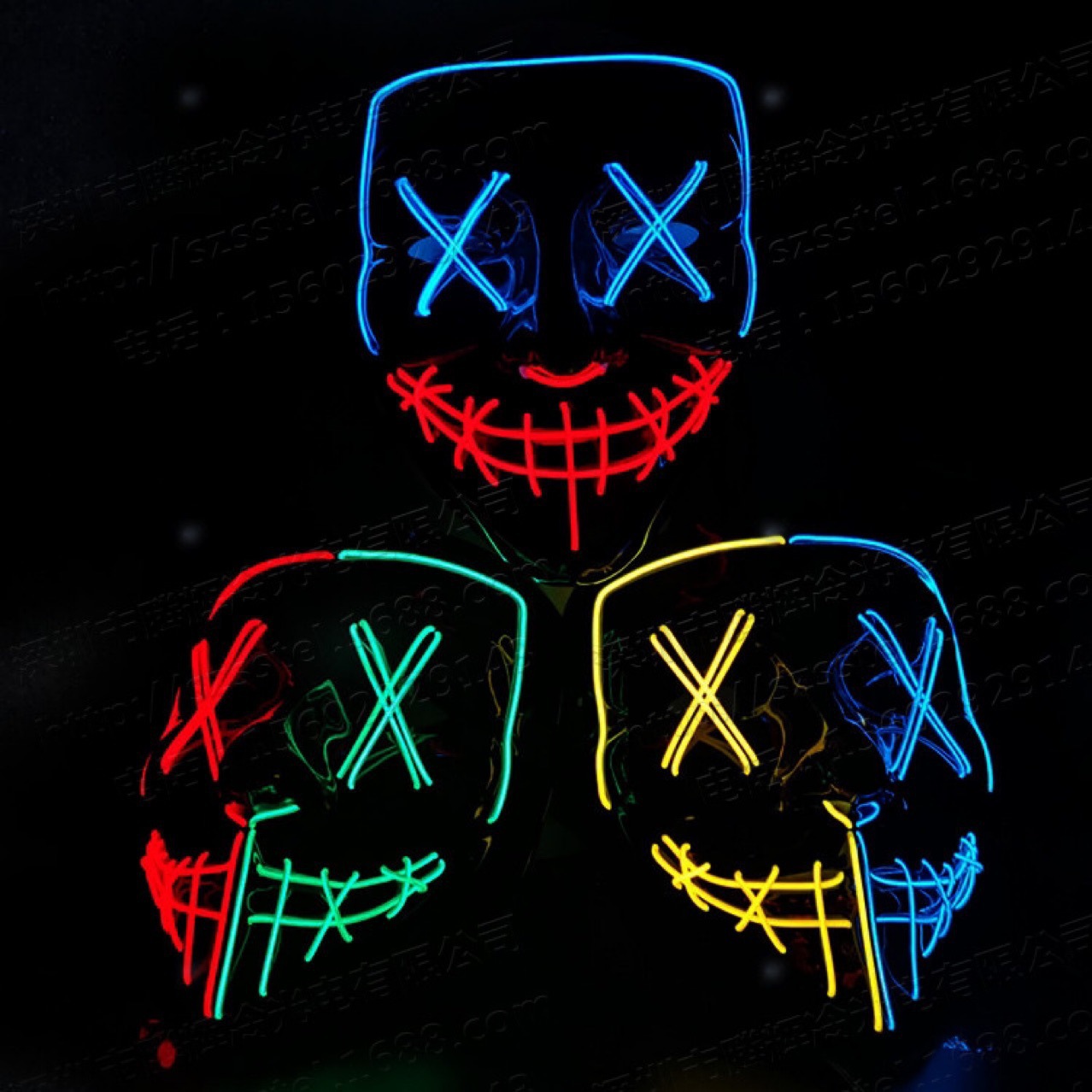 Spot new handmade double -color LED mask Halloween party carnival…