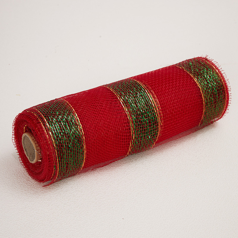 Rollo de malla de PP de 10 pulgadas * 10 yardas, material para guirnaldas, hilo de malla dorado navideño, cinta para embalaje con atmósfera festiva. image 16