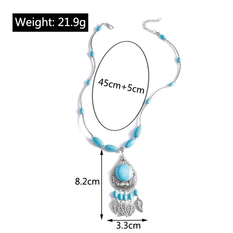 1 Piece Ethnic Style Round Heart Shape Flower Alloy Turquoise Plating Necklace display picture 1