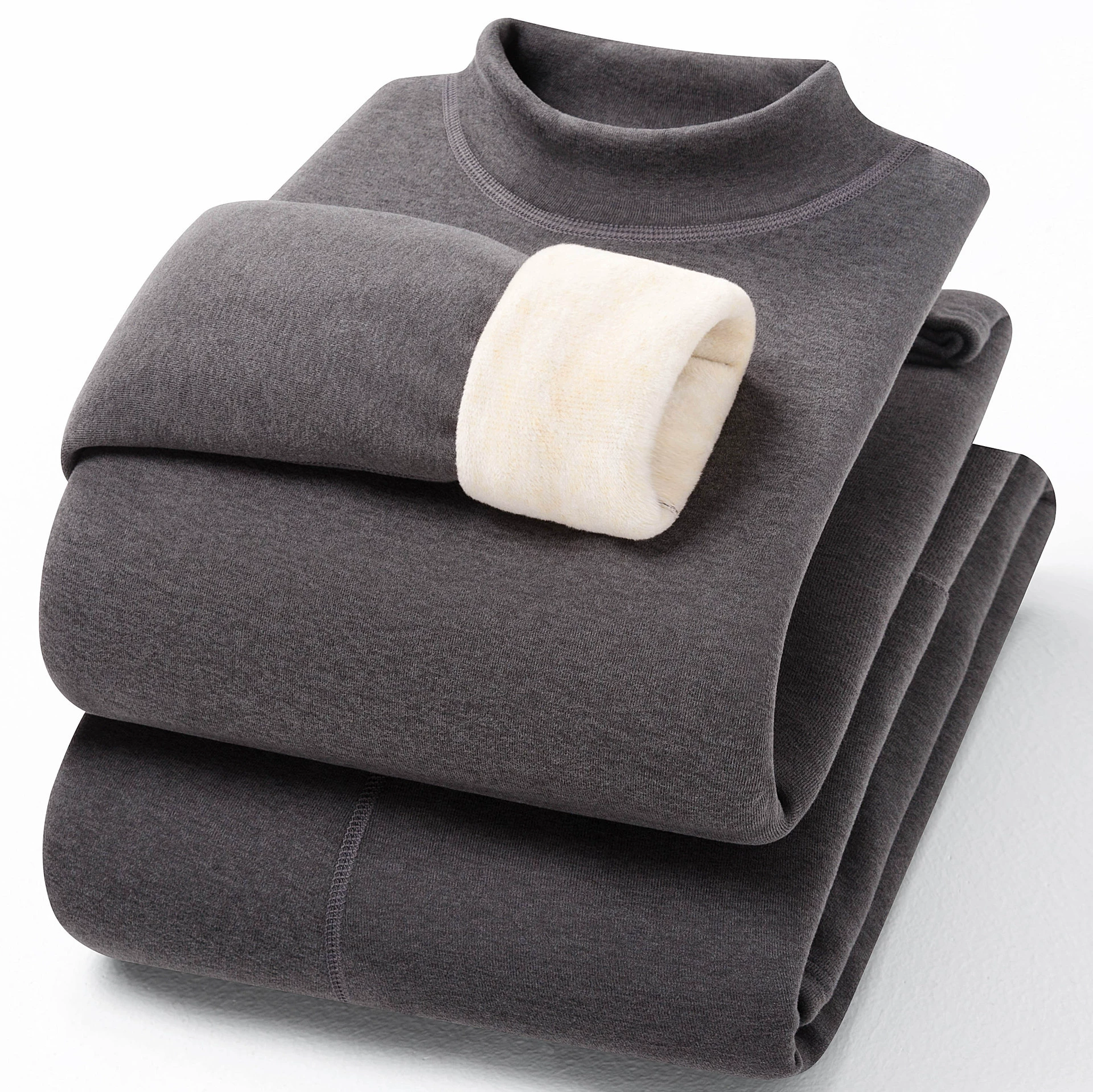 【Шерсть овцы + шелк тутового шелкопряда】Комплект термобелья для мужчин и женщин на осень и зиму, на флисовой подкладке и утолщенный для защиты от холода, кальсоны и длинные брюки.