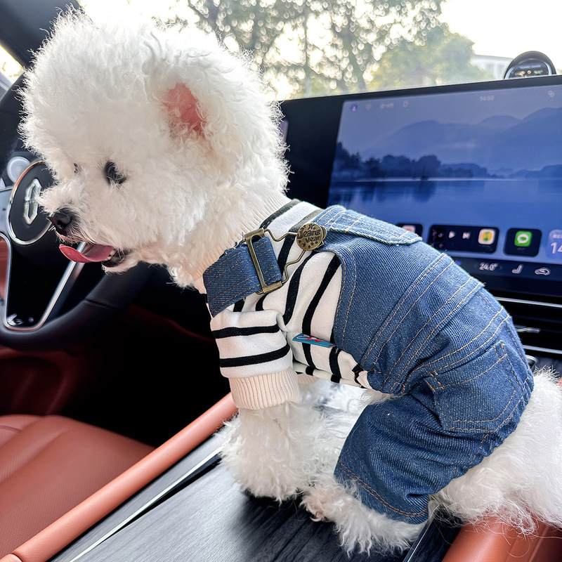 スポットクロスボーダー人気ペット子犬猫服ソースファクトリー春秋カジュアルストライプクラシックオーバーオール|undefined