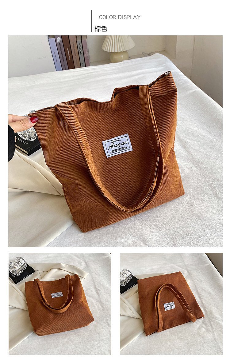 Bolso Tote de Pana para Mujer, Estilo Urbano Simple, Nueva Moda Primavera 2023, Gran Capacidad, Bolso de Hombro, Bolso Bandolera