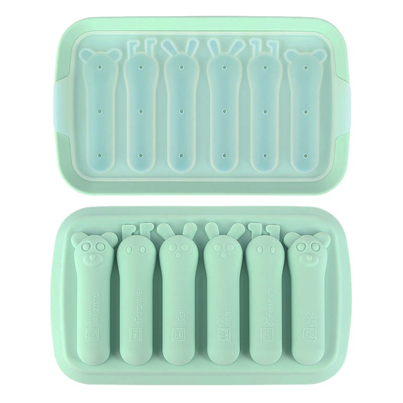 Creative New 6-piece silicone sausage mold cartoon animal shape baby food supplement sausage hot dog baking mold