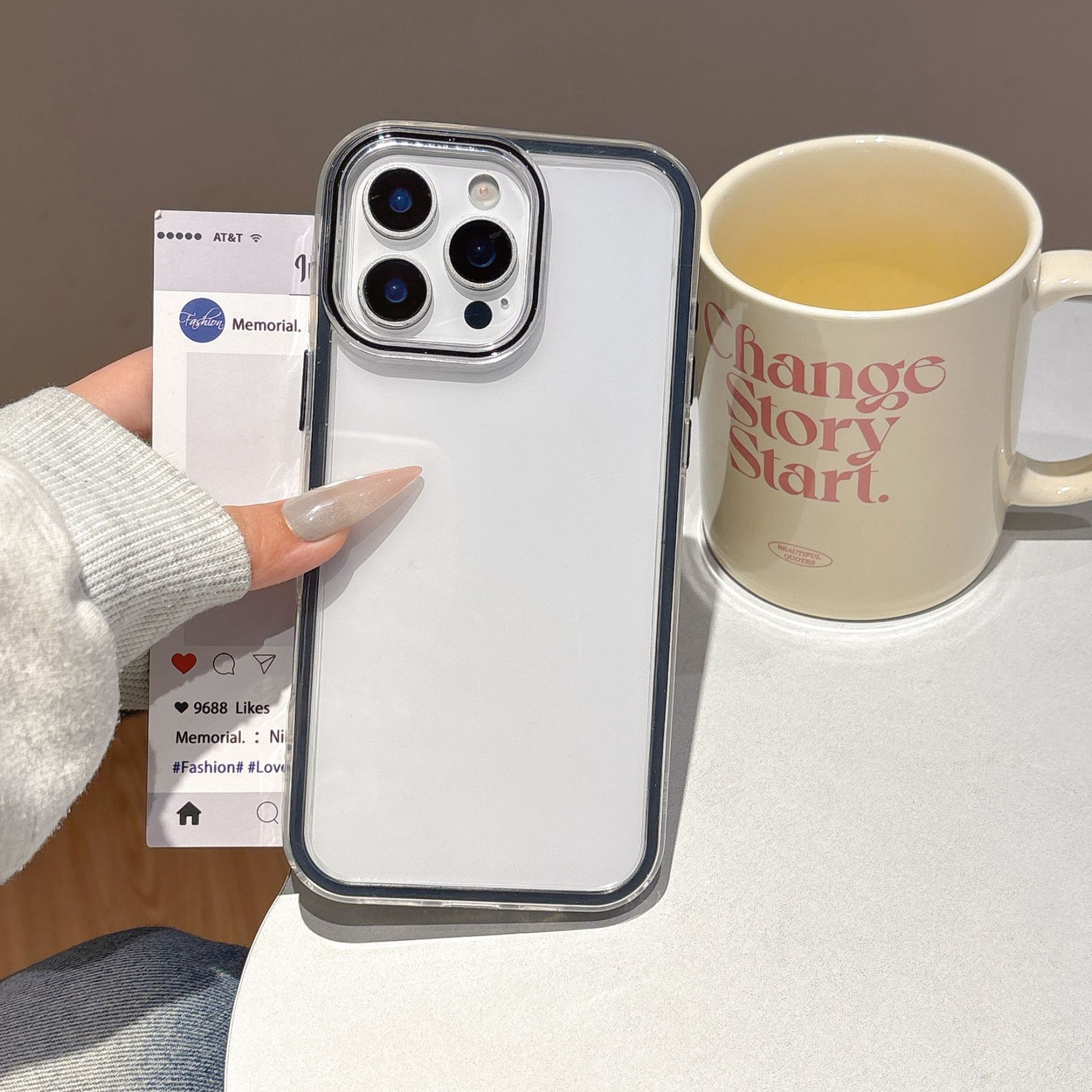 Grooved Acrylic Phone Case With Resin For Iphone 16 Pro Max_voghion.com