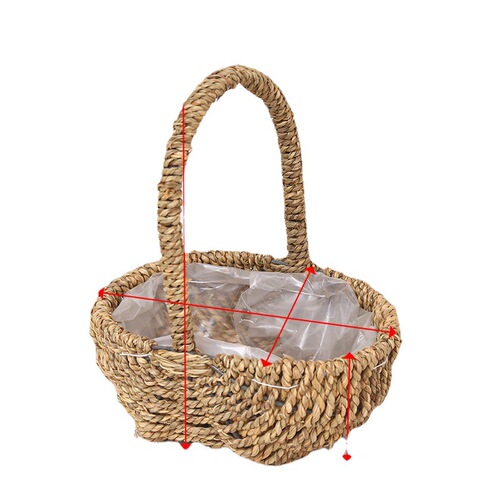 Bamboo flower basket, rattan, straw weaving, flower art class, iron hand-held succulent pothos, dried flower arrangement, flower arrangement, ornaments