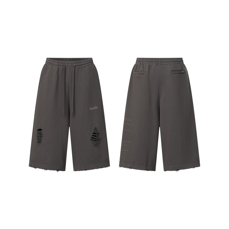 TEAM WANG Wang Jiaer's same style UTC Halloween merchandise washed distressed shorts, unisex limited edition pants TEAM WANG Wang Jiaer's same style UTC Halloween merchandise washed distressed shorts, unisex limited edition pants