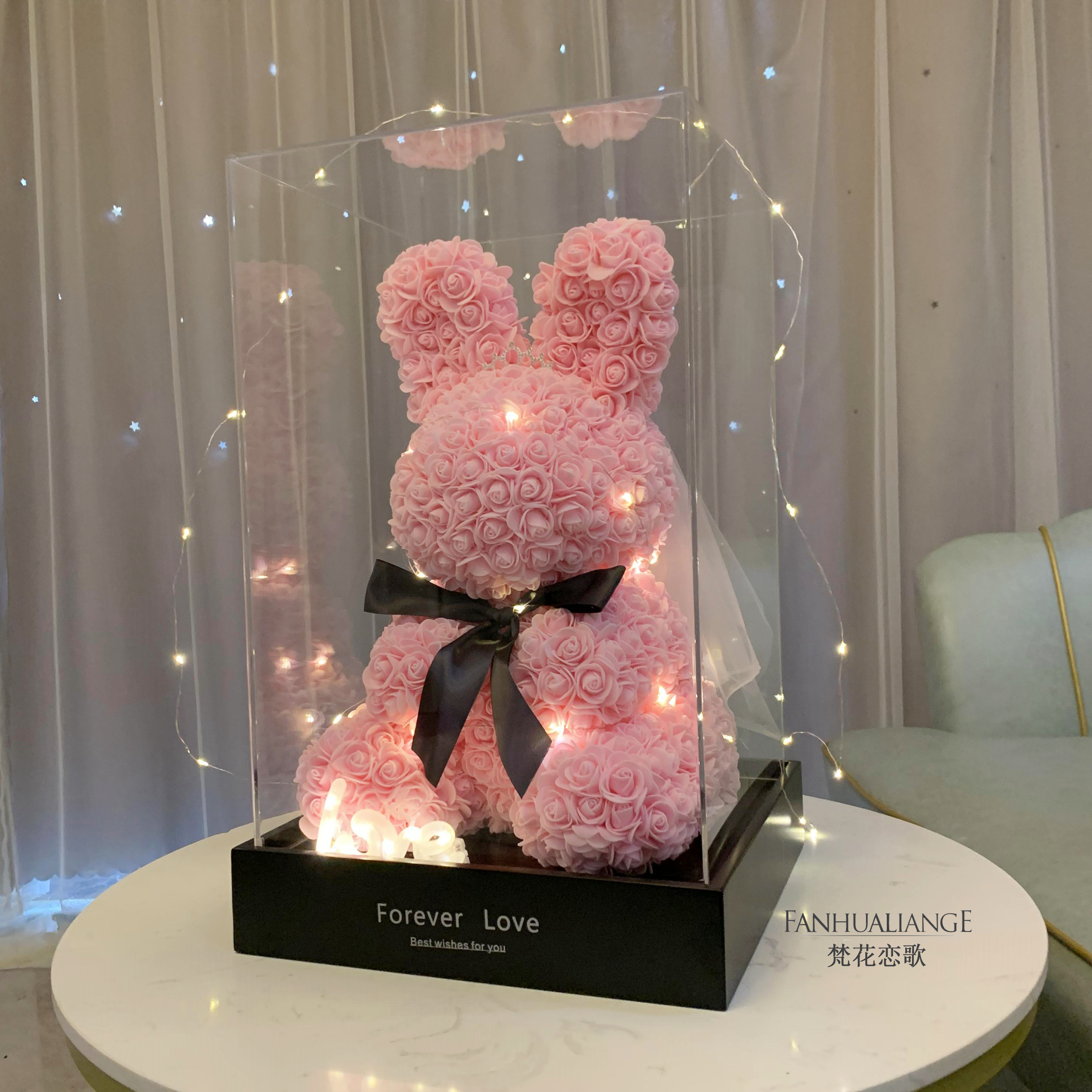 Unicornio flor inmortal rosa ramo caja de regalo de regalo para el día de San Valentín para la novia esposa y amiga