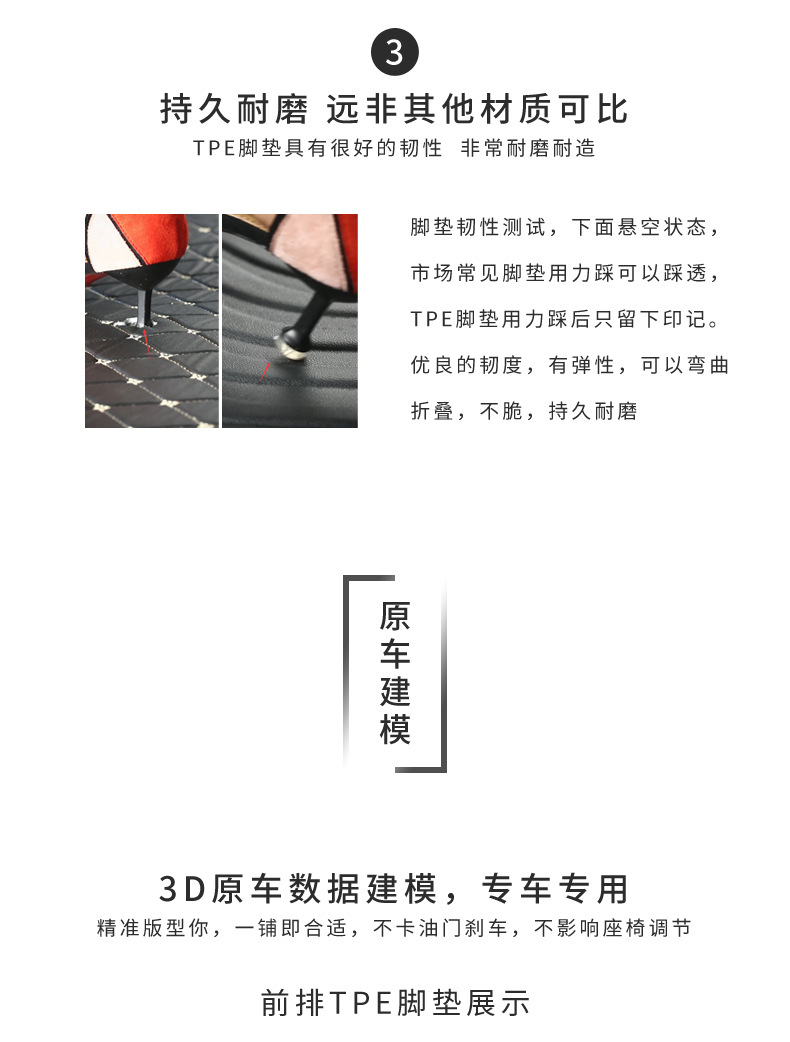 Tpe Car Floor Mats Waterproof Special Driver and Passenger Floor Mats Individual Rear Floor Mats Third Row Single Piece Mat
