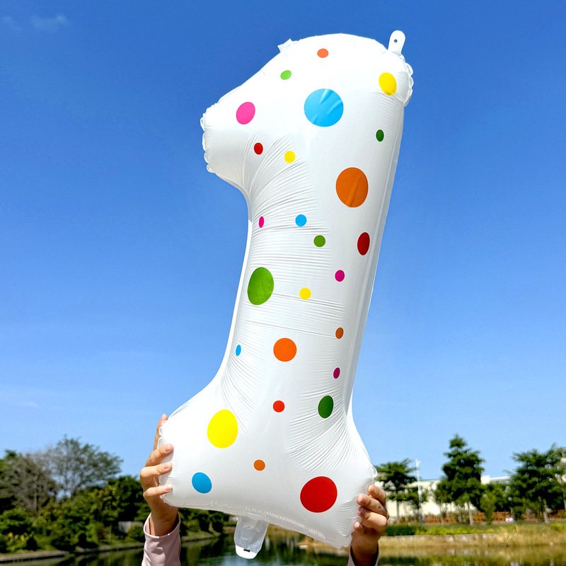 32inch Colorful Dot White Digital Balloon Girl Boy Birthday Decoration Scene Layout Outdoor Photo Props 32inch Colorful Dot White Digital Balloon Girl Boy Birthday Decoration Scene Layout Outdoor Photo Props