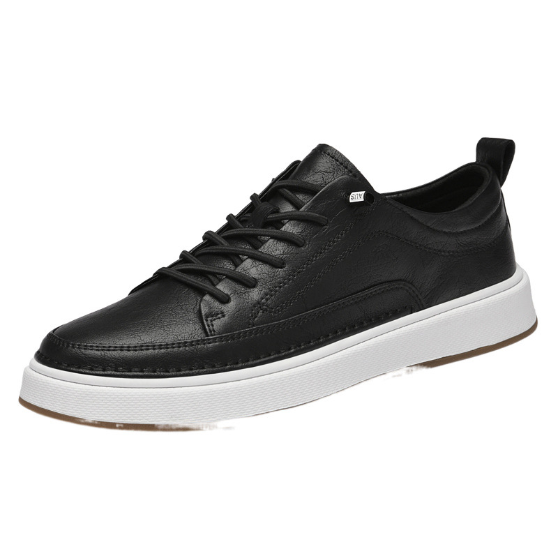 Zapatos de skate de cuero transfronterizos para hombres de otoño casuales zapatos de cuero coreanos de moda para hombres simples blancos versátiles zapatos para hombres de estación europea