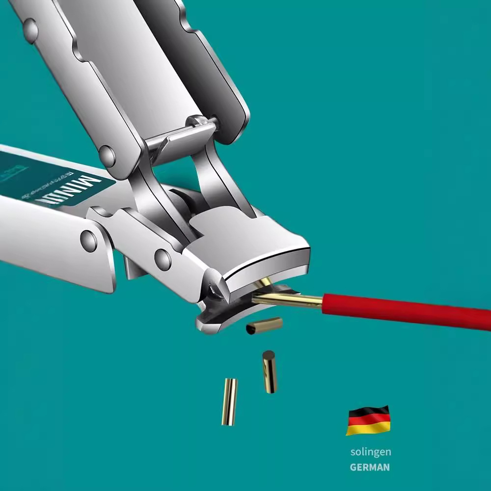 Acero inoxidable plegable mini pinza de uñas portátil único conjunto de cortador de uñas tijeras de uñas con llave colgante