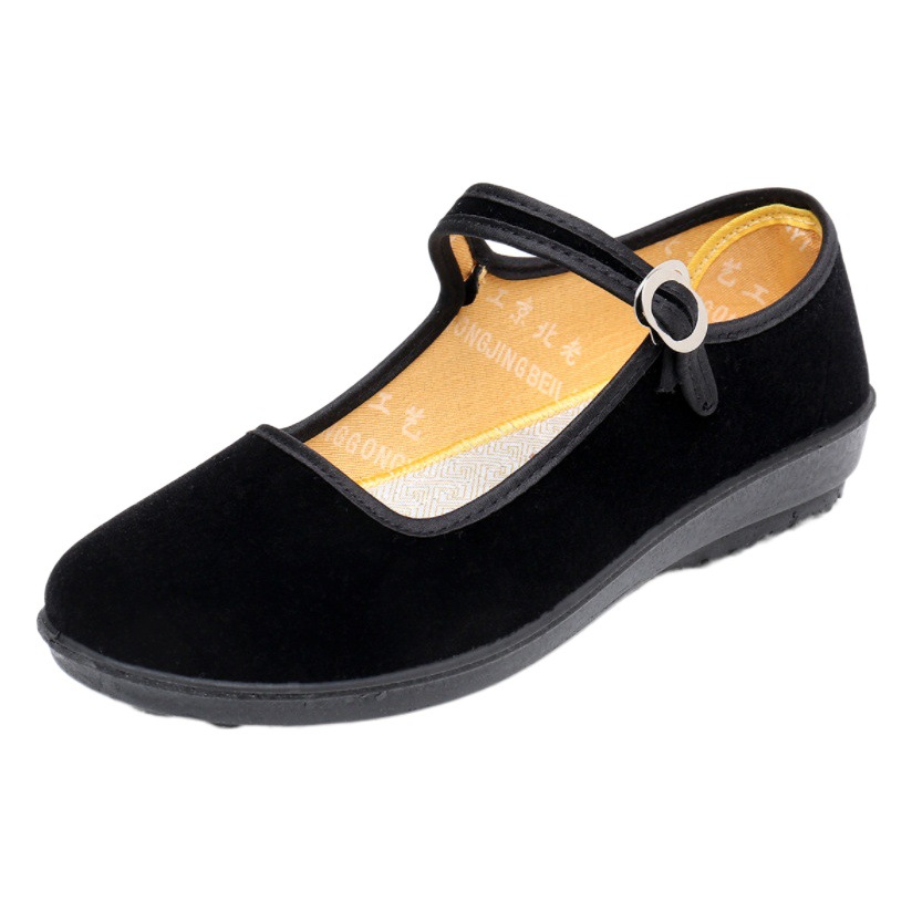 Old Beijing cloth shoes polyurethane flat heel generation soft sole non-slip work shoes hotel etiquette shoes black square dance shoes