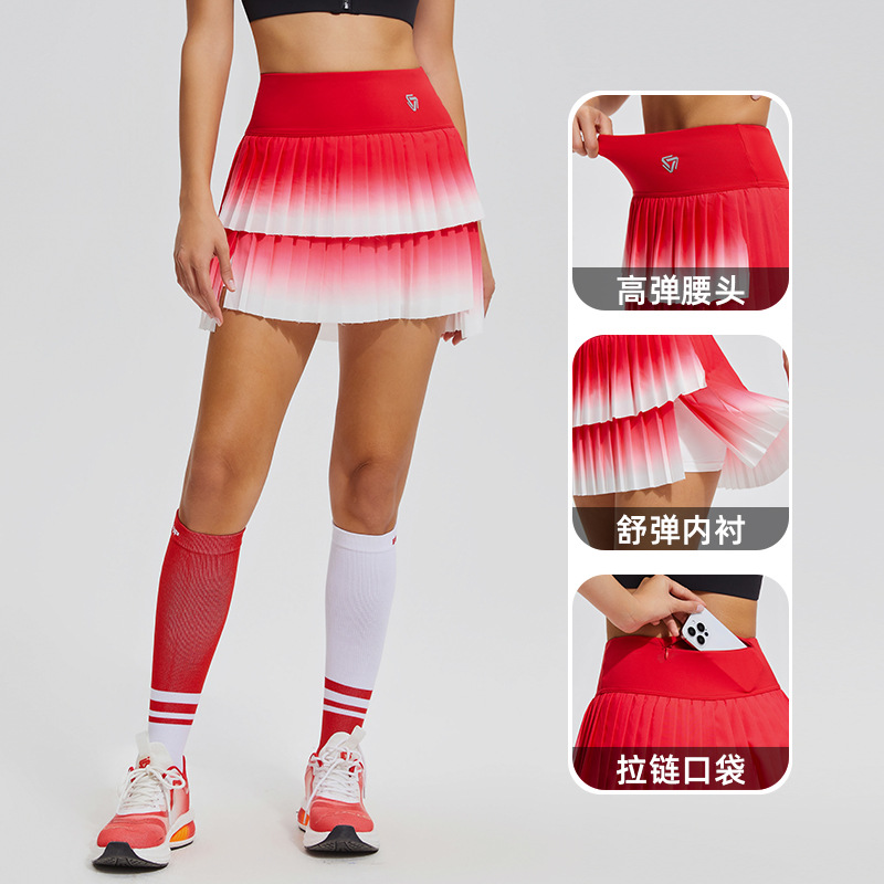 Falda corta plisada de dos piezas para verano, transpirable, antiexposición, de cintura alta, para deportes al aire libre y maratón