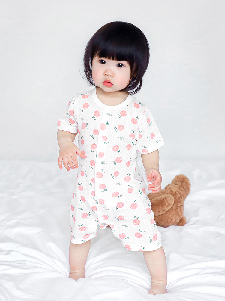 Baby camiseta de manga corta, pijamas delgados de algodón recién nacido, ropa de verano para niños, niñas y niños, ropa de bebé
