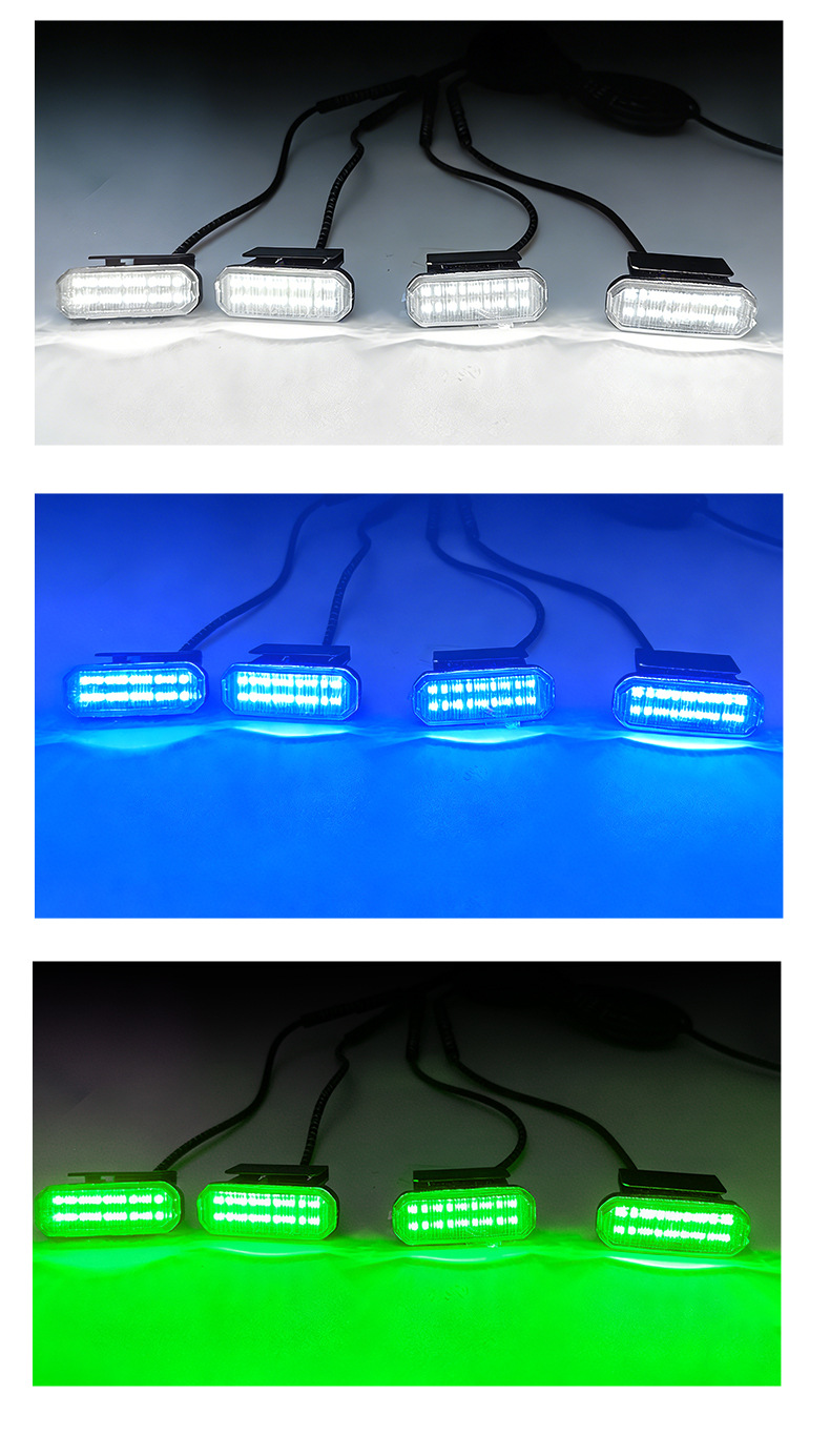 Cross-Border Hot-Selling Car Grille Lights, Small Yellow Lights, Universal Off-Road Vehicle Modification Led Decorative Lights, Clip-On Rgb Multicolor